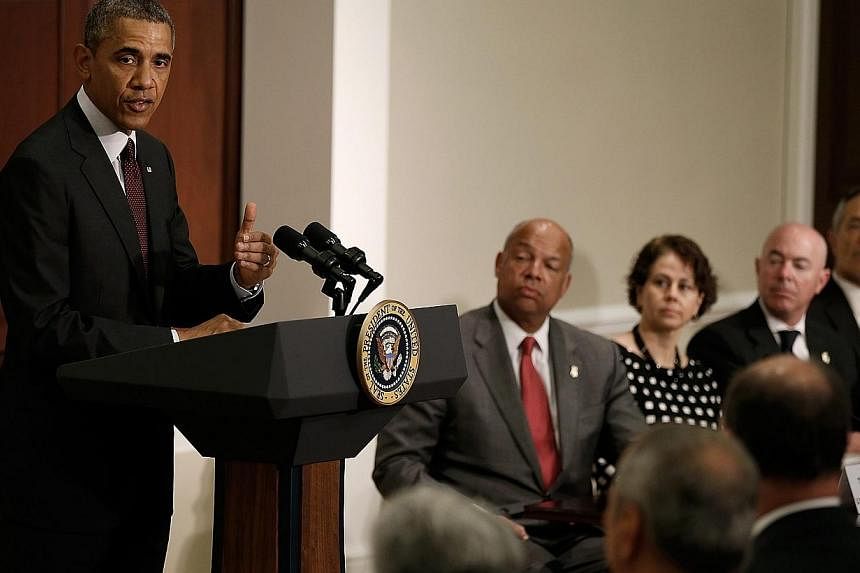 US President Barack Obama addresses law enforcement leaders from across the country in the Eisenhower Executive Office Building in Washington, DC, USA on 13 May 2014.&nbsp;Mr Obama warned on Tuesday a narrow window remained to pass immigration reform