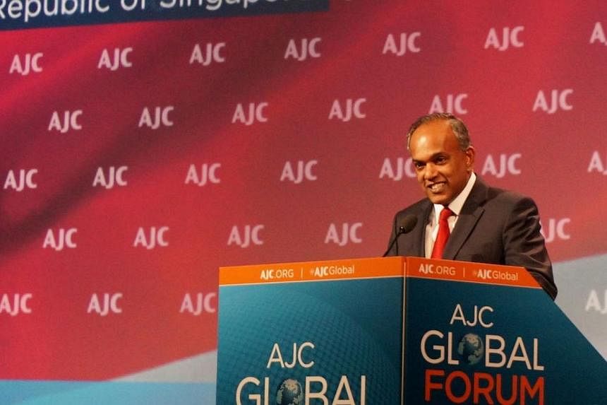 Singapore Foreign Minister K. Shanmugam delivers&nbsp;a speech on the geopolitics of East Asia at the American Jewish Committee Global Forum in Washington on May 13, 2014. --&nbsp;ST PHOTO: JEREMY AU YONG&nbsp;