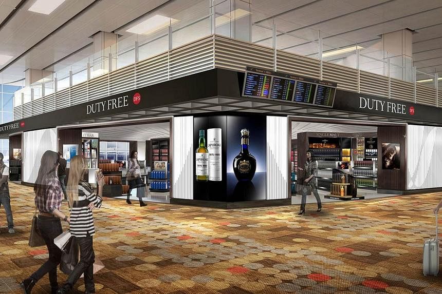 An artist's concept of an upgraded DFS store at Changi airport. The airport's liquor and tobacco stores are getting a major facelift that will make them bigger and better.&nbsp;-- PHOTO: CHANGI AIRPORT GROUP