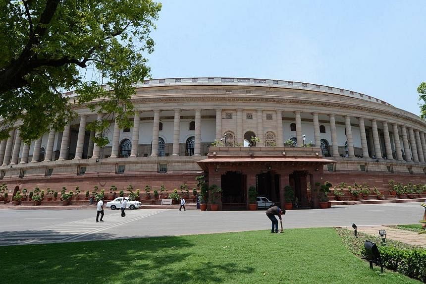 Parliament House is pictured as preparations for the newly elected members of the upcoming 16th Parliament are put in place in New Delhi on May 15, 2014. --PHOTO: AFP&nbsp;