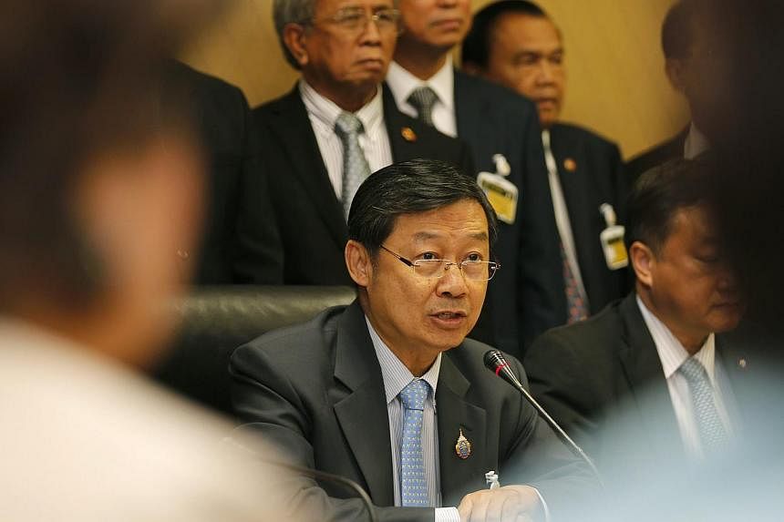 Thai newly appointed speaker Surachai Liangboonlertchai speaks to the media during a news conference at the Parliament House in Bangkok, Thailand, on May 16, 2014.&nbsp;After several days of talks among some, mostly unelected members of the upper hou