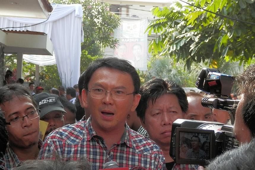 File picture of Mr Basuki Tjahaja Purnama, better known as Ahok, speaking to reporters in central Jakarta. Ahok is the first ethnic Chinese to be Jakarta acting governor. --PHOTO:&nbsp;SPH