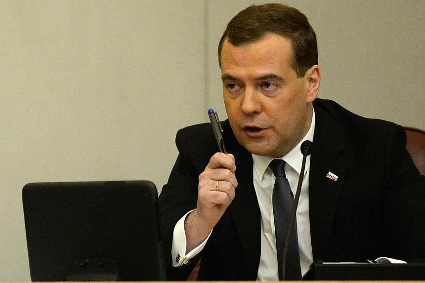 Russian Prime Minister Dmitry Medvedev said in an interview broadcast &nbsp;on Tuesday, May 20, 2014,&nbsp;that&nbsp;Russia and Western powers are on the brink of a new Cold War over the crisis in Ukraine. -- FILE PHOTO: AFP