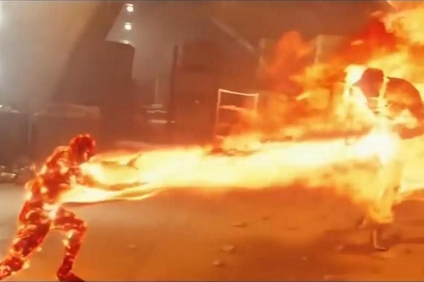 Skeel Leeworked on special effects such as Blink’s portals, the ice spray by mutant Iceman and (above) the fire that shoots from the chest of mutant Sunspot. -- PHOTO: &nbsp;YOUTUBE