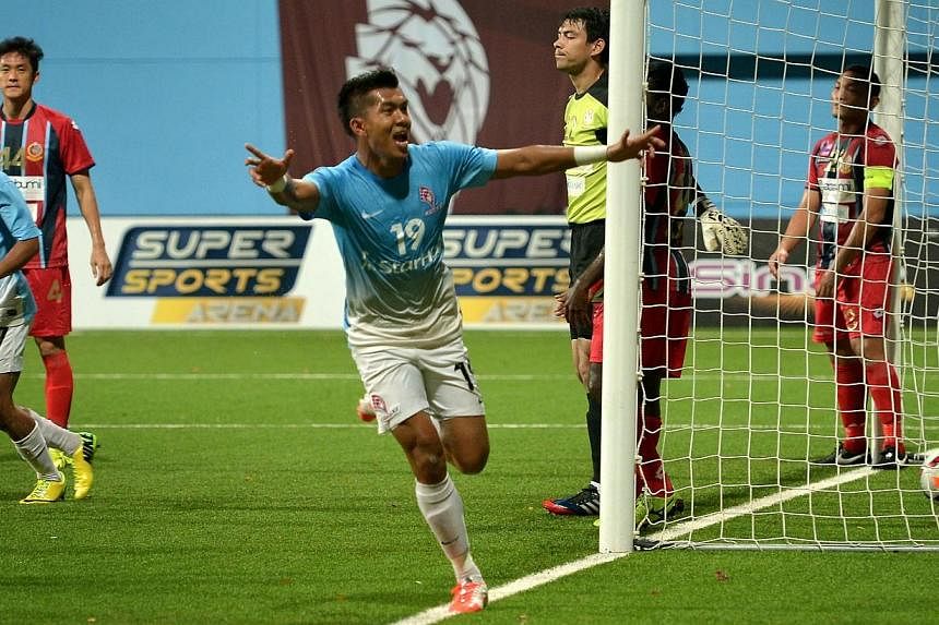 LionsXII striker Khairul Amri celebrates after scoring against&nbsp;Malaysian military side ATM.&nbsp;-- ST PHOTO:&nbsp;KUA CHEE SIONG