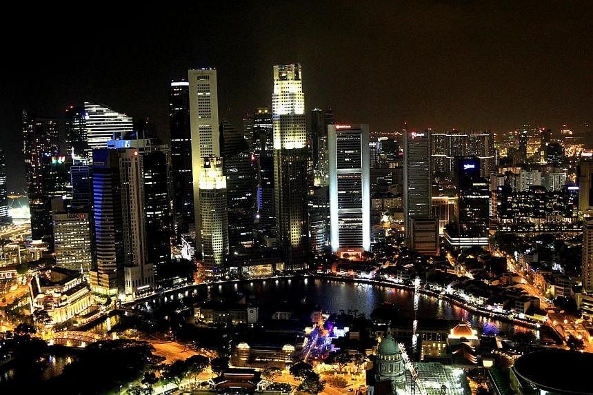 An aerial view of the Marina Bay skyline taken from Swissotel The Stamford on March 29, 2014. -- FILE PHOTO: ST