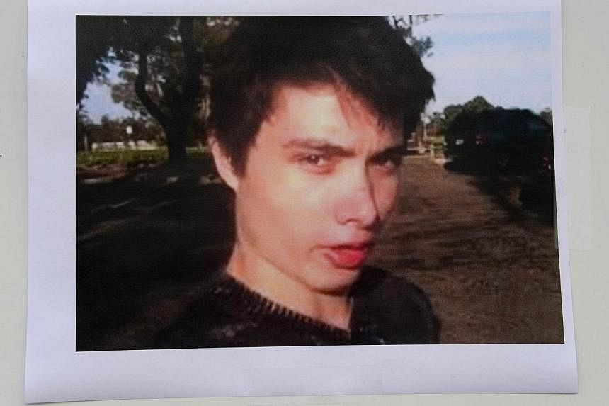 An undated photo of murder suspect Elliot Rodger is seen at a press conference by the Santa Barbara County Sheriff in Goleta, California on May 24, 2014. -- PHOTO: AFP