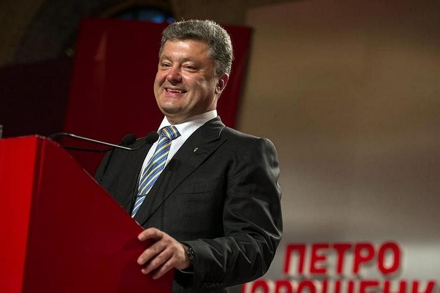 Ukrainian businessman and Presidential candidate Petro Poroshenko speaks during his press conference in his election headquarters in Kiev, Ukraine on May 25, 2014.&nbsp;Ukraine's next president, Petro Poroshenko, said on Monday, May 26, 2014, he hope