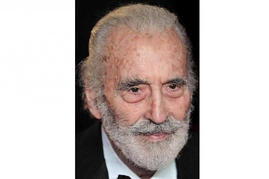 British actor Christopher Lee arriving on the red carpet to attend the royal world premiere of the new James Bond film Skyfall at the Royal Albert Hall in London on Oct 23, 2012. Lee, who turned 92 on May 27, 2014, is celebrating the milestone by rel