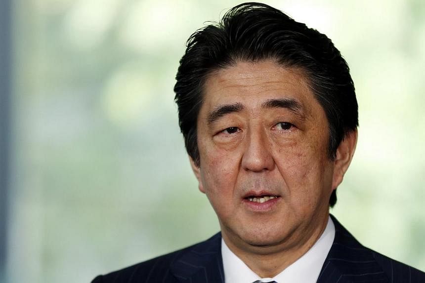 Japan's Prime Minister Shinzo Abe speaks to the media at his official residence after Japan and the U.S. issued a joint statement in Tokyo on April 25, 2014.&nbsp;Japan said on Wednesday, May 28, 2014, it was unable to immediately provide decomission