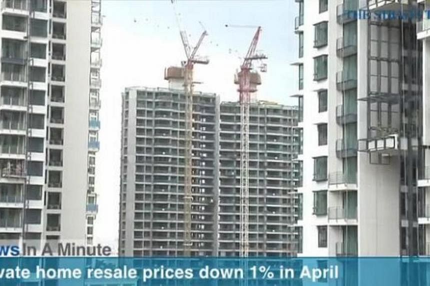 In today's The Straits Times News In A Minute video, we look at how private home resale prices fell 1 per cent last month, among other issues. -- PHOTO: SCREENGRAB FROM VIDEO
