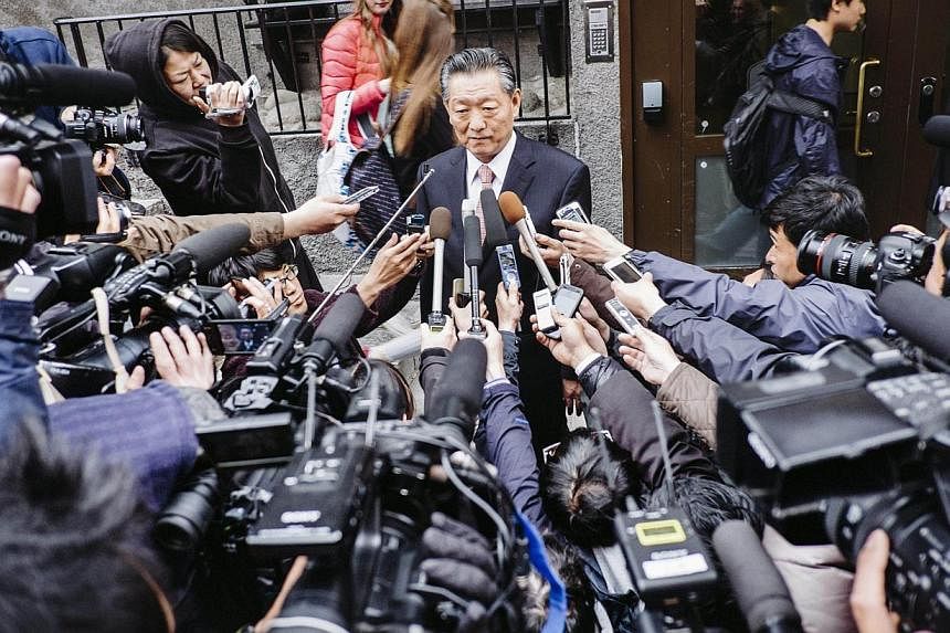 North Korea's chief negociator Song Il Ho addresses the press outside Hotel Kom in Stockholm, on May 28, 2014, after three days of talks between North Korean and Japanese representatives about Japanese citizens kidnapped by North Korea in the 1970s a