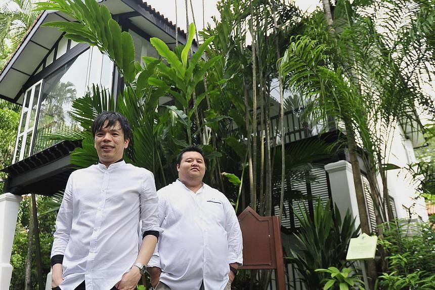 Co-owners (from left) Renny Heng and chef Jason Tan, who will helm the new Corner House restaurant at the Singapore Botanic Gardens. -- PHOTO: DIOS VINCOY JR FOR THE STRAITS TIMES