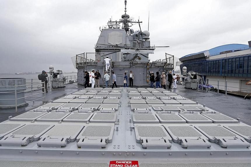View of the launching deck of U.S. cruiser Vella Gulf in the Black Sea port of Constanta on June 5, 2014.&nbsp;US President Barack Obama on Thursday, June 5, 2014, said he had "expressed some concerns" to France about its sale of warships to Russia. 