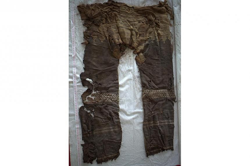 Two pairs of 3,300-year-old trousers found in China's far western Xinjiang region may be the world's oldest, state-media reported on Friday, June 6, 2014. -- PHOTO:&nbsp;MAYKE WAGNER/GERMAN ARCHAEOLOGICAL INSTITUTE