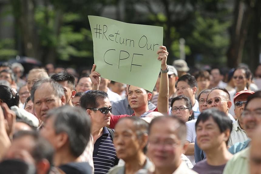 Blogger Han Hui Hui (not pictured) organised a protest called "Return Our CPF" at Hong Lim Park on June 7, which saw nine speakers taking to the stage. -- ST PHOTO:&nbsp;ONG WEE JIN