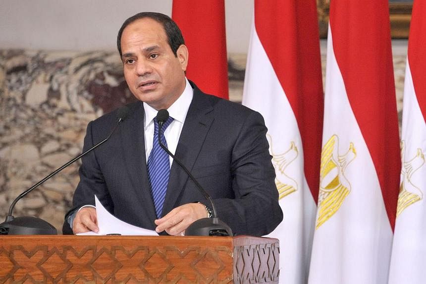 President-elect Abdel Fattah al-Sisi talks during his ceremony to be sworn in as president of Egypt, at the presidential palace in Cairo, on June 8, 2014 in this picture provided by the Egyptian Presidency. -- PHOTO: REUTERS