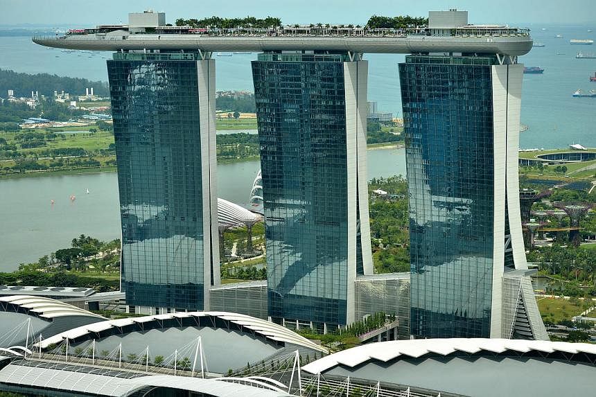 The Marina Bay Sands (MBS) hotel resort seen from the Ocean Financial Centre.&nbsp;Shark's fin dishes will no longer be served at restaurants owned and operated by Marina Bay Sands (MBS), the integrated resort announced on Wednesday. -- PHOTO: ST FIL