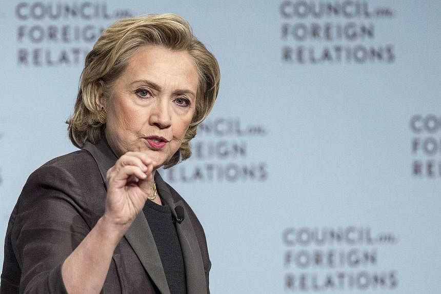 Former US Secretary of State Hillary Clinton participates in "A Conversation with Hillary Rodham Clinton" at the Council on Foreign Relations (CFR) in Manhattan, New York on June 12, 2014. -- PHOTO: REUTERS