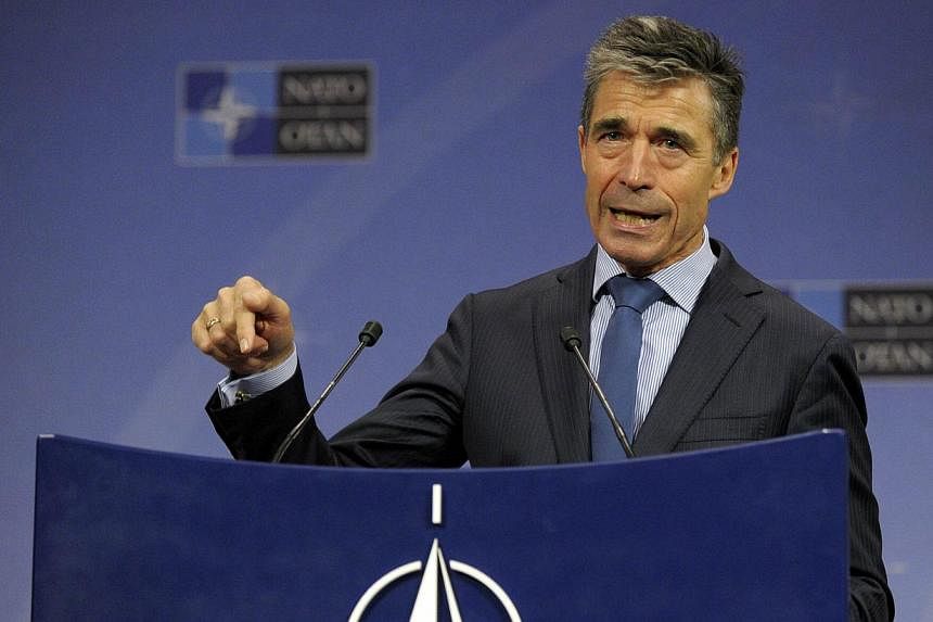 Nato Secretary General Anders Fogh Rasmussen addresses a news conference during a Nato&nbsp;defence ministers meeting at the Alliance headquarters in Brussels on June 4, 2014.&nbsp;Reports of pro-Russian groups in eastern Ukraine acquiring heavy weap