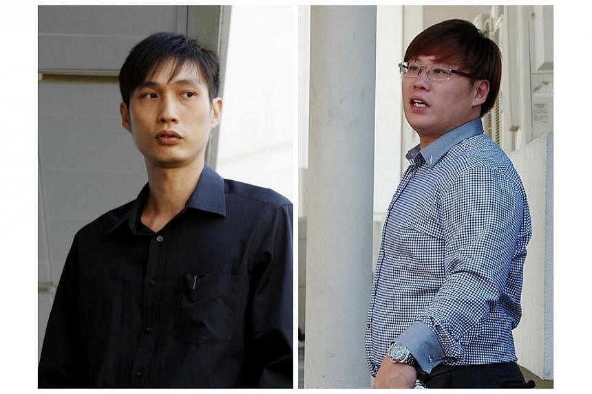 Daniel Chen Wenqiang (left) and&nbsp;Foo Yong Chun have been charged with attempting to sell two hundred and thirty-three digital set-up boxes which they claimed they did not know were illegal. -- ST PHOTO: WONG KWAI CHOW/PHOTO: COURTESY OF STARHUB