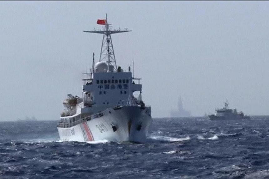 A still image taken from video shows a Chinese Coast Guard vessel sailing in the South China Sea, about 210 km off shore of Vietnam on May 14, 2014. -- PHOTO: REUTERS