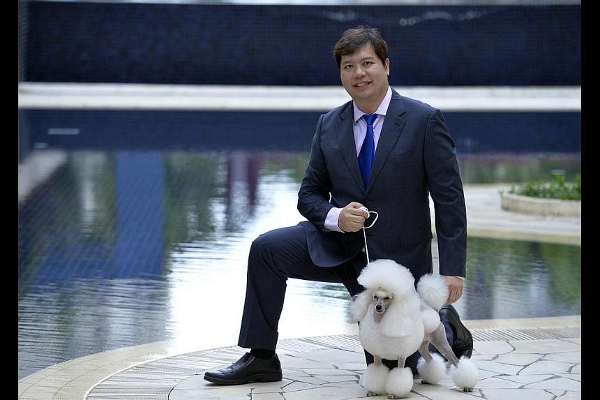 Mr Chua with his pet toy poodle Polar Bear, which is among the dozens of dogs he has owned in the past two decades.
