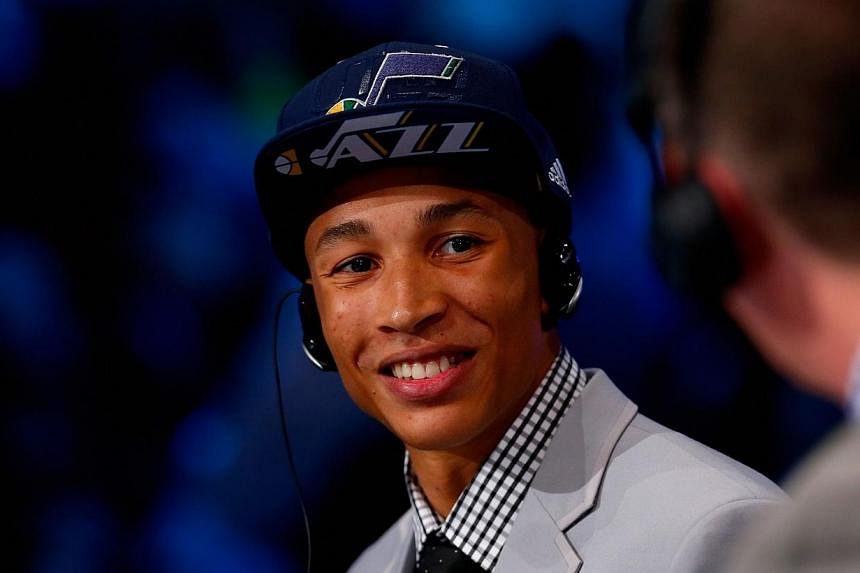 Dante Exum of Australian Institute of Sport is interviewed after being drafted with the #5 overall by the Utah Jazz during the 2014 NBA Draft at Barclays Center on June 26, 2014 in the Brooklyn borough of New York City. Exum, the NBA draft's mystery 
