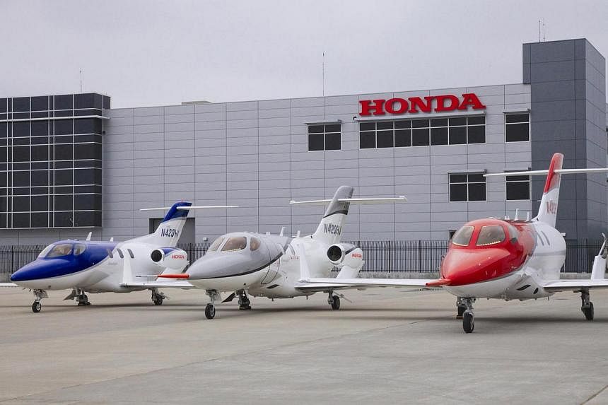 A file photo from November 2012 showing HondaJets. The Japanese company's first business jet logged its maiden flight on Friday, June 27, 2014, ahead of its expected certification and delivery in 2015. -- PHOTO: HONDA&nbsp;