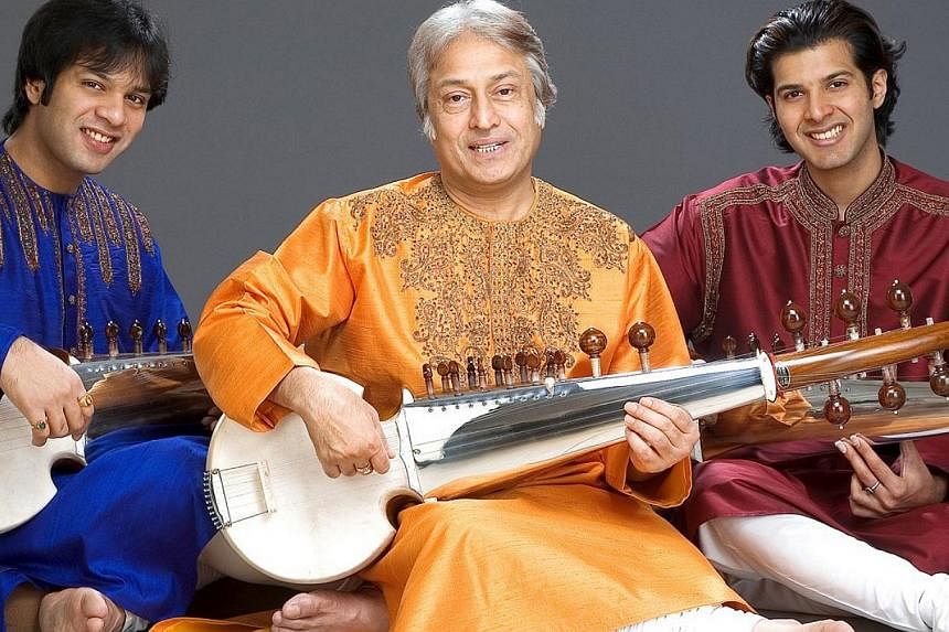 In his 50-year career, Amjad Ali Khan (centre) has elevated the sarod - a 16th-century&nbsp;Indian string instrument - to being one of the most popular instruments in Indian&nbsp;classical music. He is seen here flanked by his sons Amaan and Ayaan Al