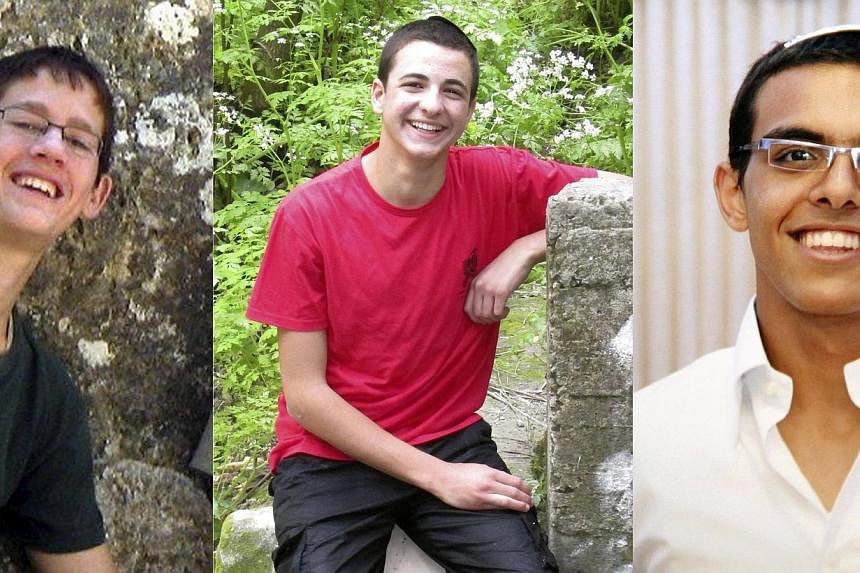 The three Israeli seminary students (from left) Naftali Fraenkel, 16, who also holds US citizenship, Gil-Ad Shaer, 16, and Eyal Yifrah, 19, who went missing in the West Bank earlier this month. -- PHOTO: REUTERS
