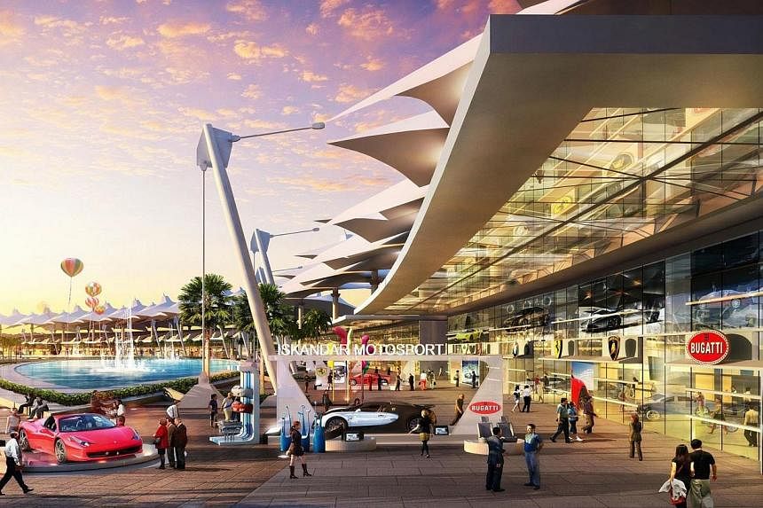 Proposed stops include Nusajaya, not far from a motorsports hub (artist's impression above) being built by Singapore tycoon Peter Lim. -- PHOTO:&nbsp;UEM LAND