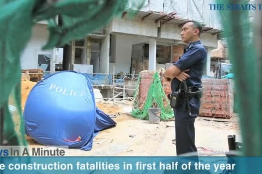 In today's The Straits Times News In A Minute video, we look at the increase in construction fatalities in the first half of this year. -- PHOTO: SCREENGRAB