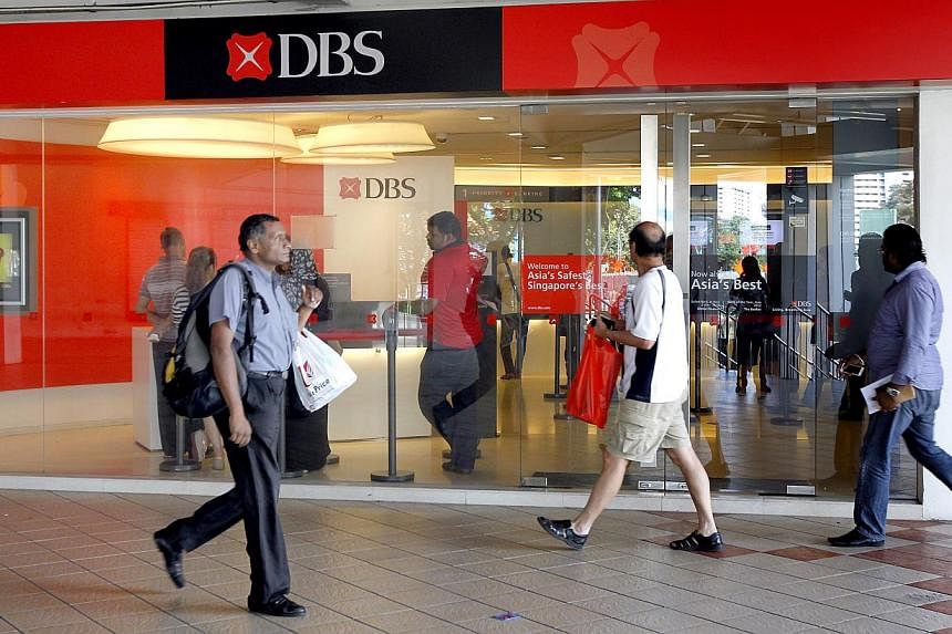 People walk past the DBS branch at Rochor Centre. -- PHOTO: ST FILE