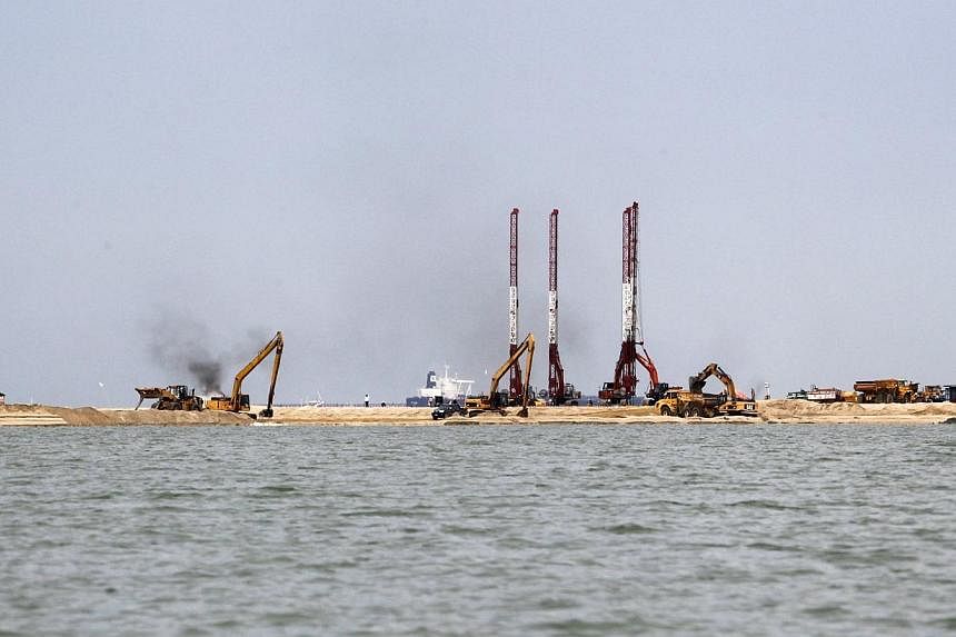 The strip of land, where reclamation works are ongoing, off the shores of Johor on 25 June 2014.&nbsp;Johor will impose a payment of 30 sen (S$0.12) for every sq ft on developers involved in sea reclamation works in the state to assist fishermen whos