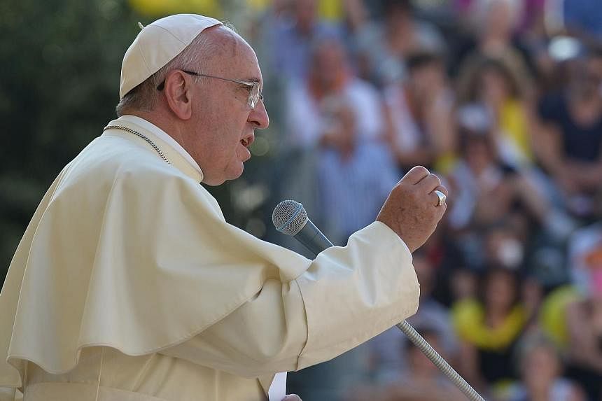 Pope Francis Francis delivers a speech in Isernia, southern Italy, on July 5, 2014 as part of a one day visit in the Molise region. -- PHOTO: AFP&nbsp;