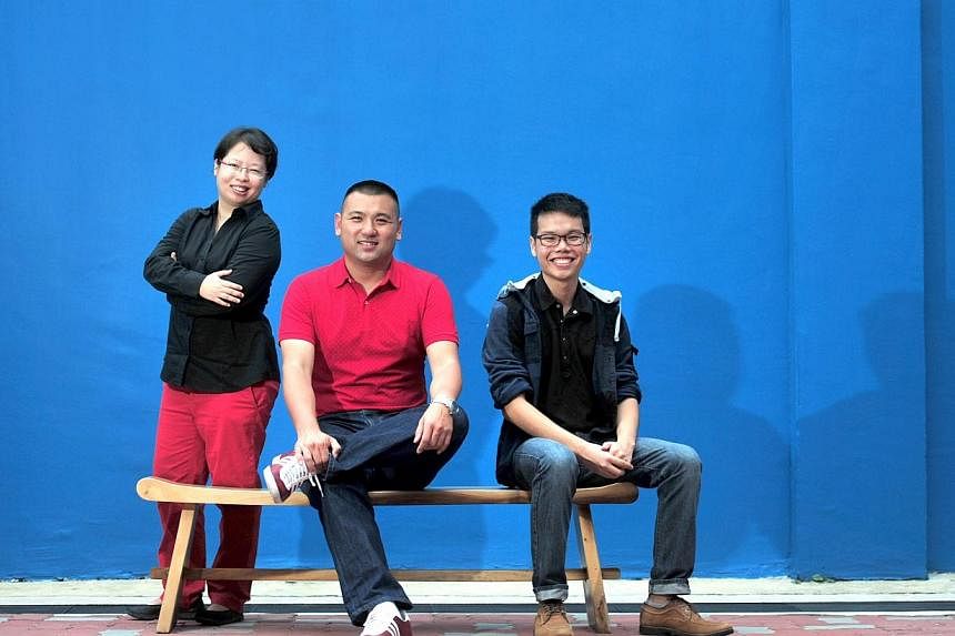 The three scripts written by playwrights (from left) Suzanne Choo, 40, Bryan Tan, 40, and Daniel Chan, 18, will go into development in the inaugural round of Centre 42's Boiler Room initiative. -- ST PHOTO:&nbsp;STEFFI KOH