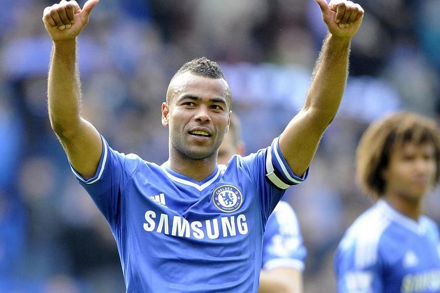 Chelsea's Ashley Cole acknowledges the Chelsea fans during their English Premier League soccer match at Cardiff City Stadium in Cardiff, Wales, on May 11, 2014.&nbsp;Former Chelsea defender Ashley Cole joined Italian side Roma on a free transfer on M