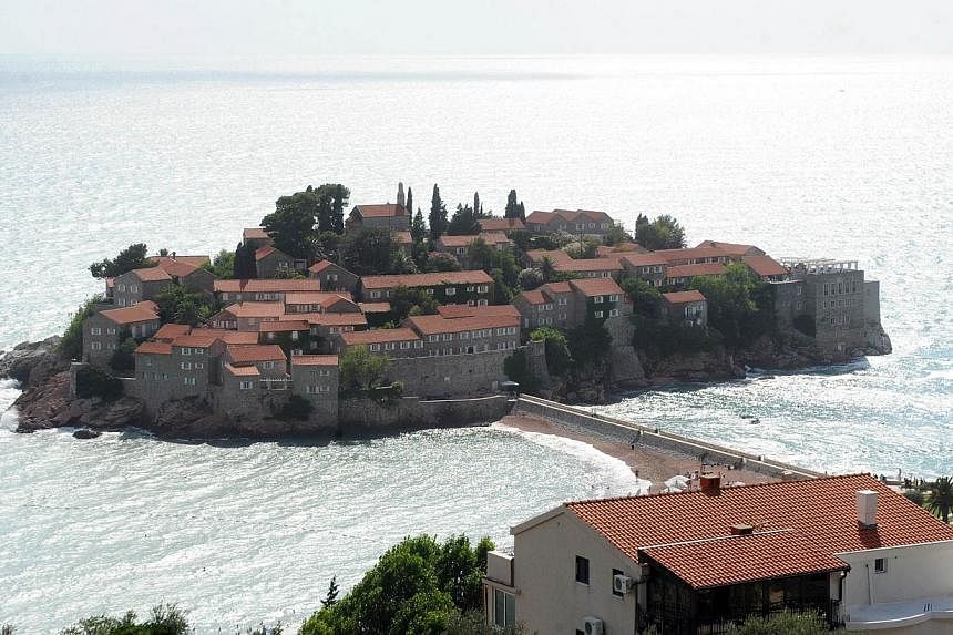 Photo shows the luxurious Adriatic resort of Sveti Stefan on July 9, 2014. Serbian tennis great Novak Djokovic will wed longtime girlfriend Jelena Ristic on Thursday in a civil ceremony at a plush resort on the Adriatic coast, a source close to the f