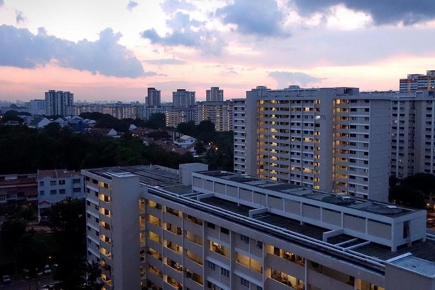 Bedok South HDB estate at dusk.&nbsp;Resale prices for Housing Board flats dropped for the fifth consecutive month in June, hitting yet another two-year low since April 2012. -- PHOTO: ST FILE