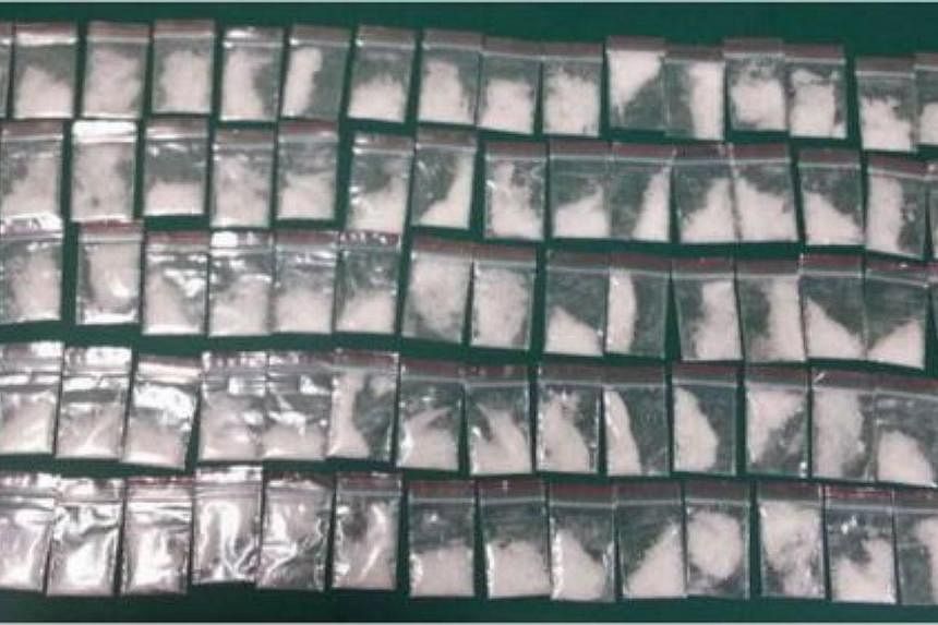 Drugs seized by CNB in the operation at Toh Guan Road on July 7, 2014.&nbsp;-- PHOTO:&nbsp;CENTRAL NARCOTICS BUREAU