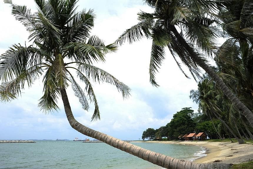 The tranquil lagoon at Sisters' Island is open for swimming while the beach front huts in theh distance provide good shade.&nbsp;Singapore's southern Sisters Islands, and the waters around them, will be the site of the island-state's first marine par