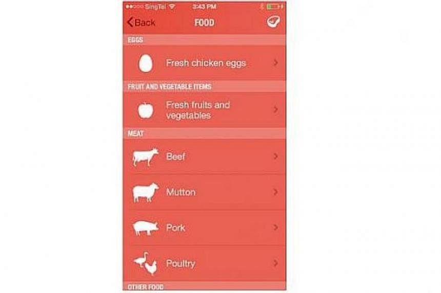 AVA's SGTravelKaki app is meant to help travellers be more mindful of what can be brought into Singapore. -- SCREENGRAB: AGRI-FOOD &amp; VETERINARY AUTHORITY OF SINGAPORE