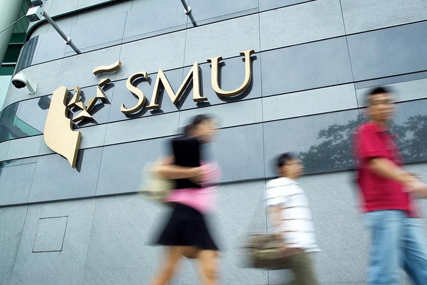 More than 2,100 students will graduate from Singapore Management University on Tuesday, the largest batch produced by the university since its inception in 2000. -- PHOTO: SMU&nbsp;
