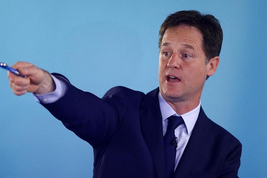 China issued a formal complaint to Britain on Wednesday, July 16, 2014, after Deputy Prime Minister Nick Clegg (above) met Hong Kong pro-democracy activists campaigning against Beijing's tightening control of the former British territory. -- PHOTO: R