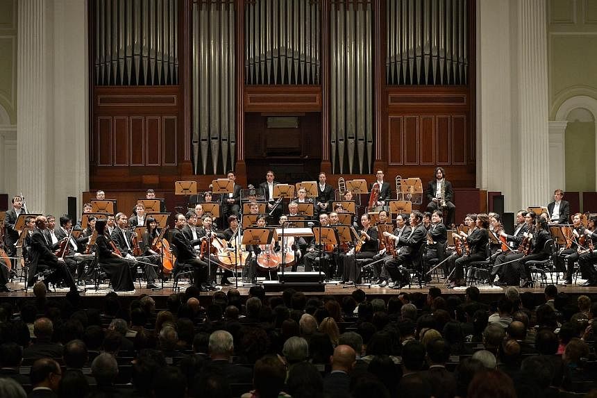 The Singapore Symphony Orchestra (SSO) performing officially for the first time at the refurbished Victoria Concert Hall on July 15, following its four-year restoration.&nbsp;-- ST PHOTO:&nbsp;KUA CHEE SIONG