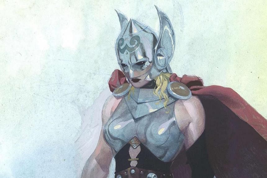 The female version of the Marvel comic book superhero character Thor is shown in this publicity image released to Reuters on July 15, 2014, courtesy of Marvel Comics.&nbsp;The God of Thunder will soon be a goddess, according to&nbsp;Marvel's latest a
