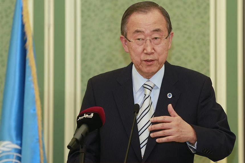 UN Secretary-General Ban Ki-moon, who is in the Middle East in a bid to help broker a ceasefire, condemned on Sunday as an "atrocious action" the killings in Shejaia and called for an immediate end to the fighting.&nbsp;-- PHOTO: REUTERS