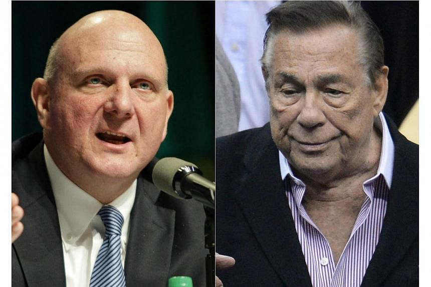 Embattled Los Angeles Clippers owner Donald Sterling (right) on Monday met with former Microsoft chief executive officer Steve Ballmer to discuss a possible settlement over Sterling's opposition to the US$2 billion (S$2.5 billion) sale of the basketb