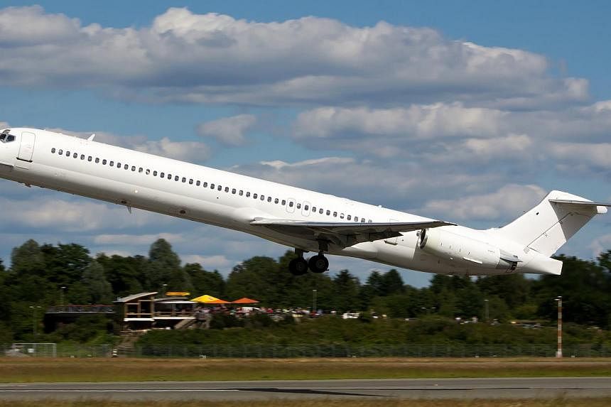 The Swiftair MD-83 airplane, which crashed on July 24, is seen taking off from Hamburg airport on June 15, 2014. The wreckage of the plane missing since early Thursday with 116 people on board has been found in Mali near the Burkina Faso border.&nbsp